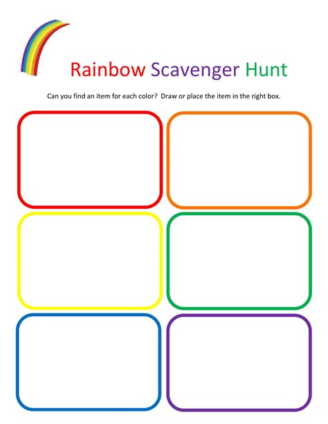 Rainbow Scavenger Hunt Printable
